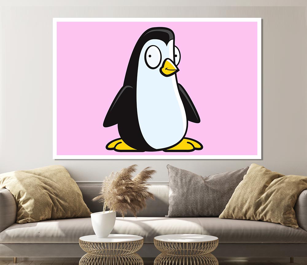 Funny Penguin Pink Print Poster Wall Art