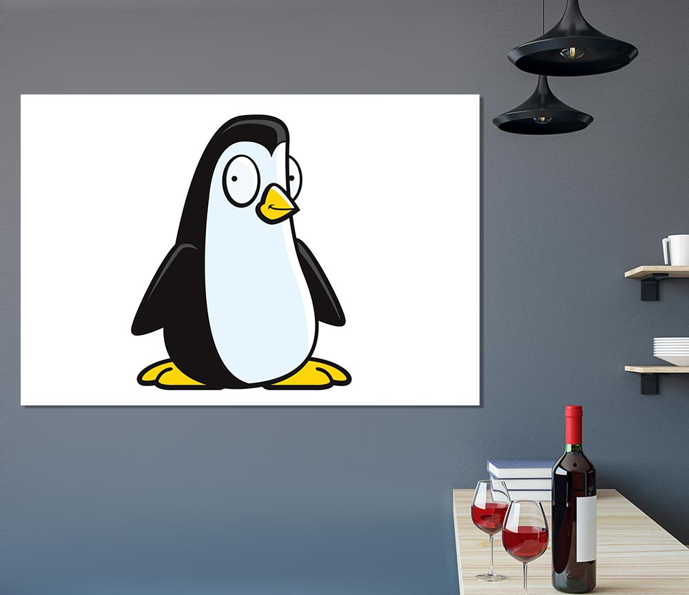 Funny Penguin White Print Poster Wall Art