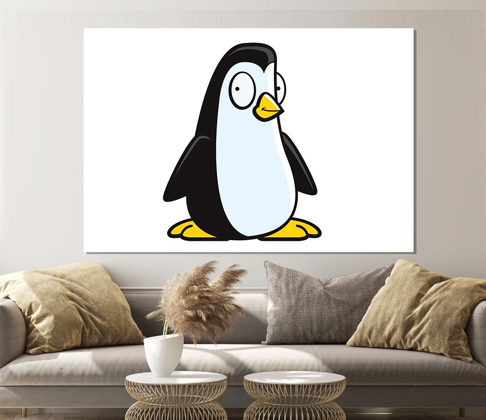 Funny Penguin White Print Poster Wall Art