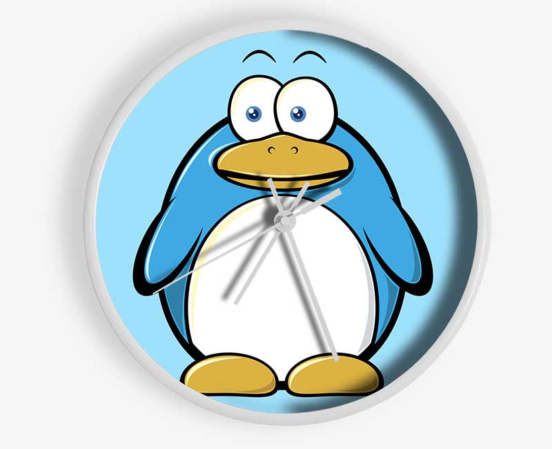 Funny Penquin Standing Baby Blue Clock - Wallart-Direct UK