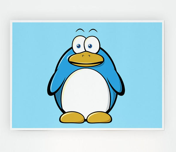 Funny Penquin Standing Baby Blue Print Poster Wall Art