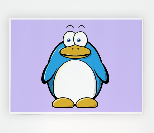 Funny Penquin Standing Lilac Print Poster Wall Art