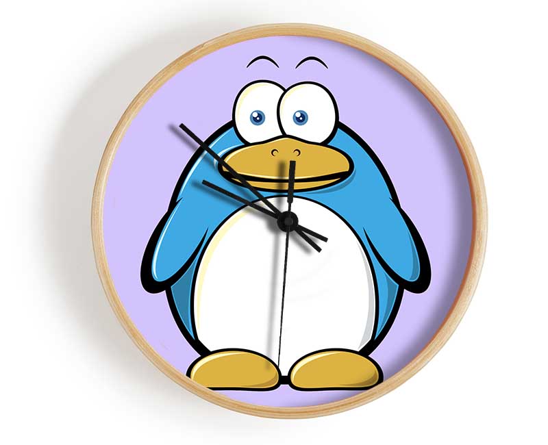 Funny Penquin Standing Lilac Clock - Wallart-Direct UK