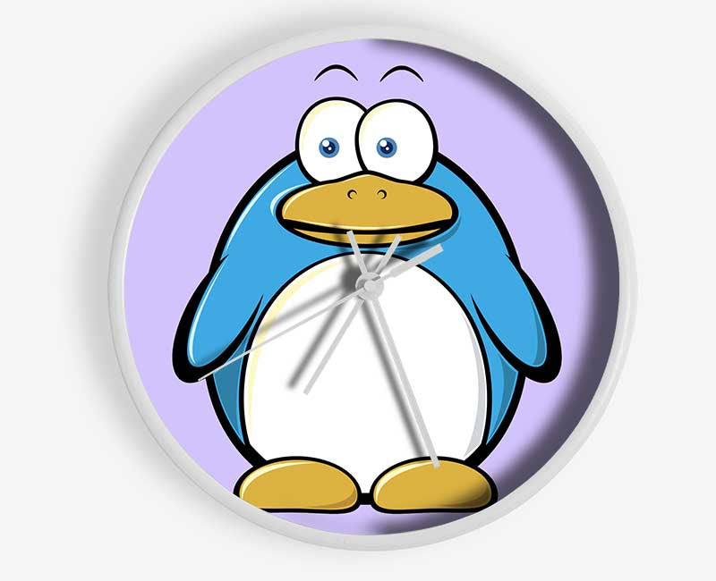 Funny Penquin Standing Lilac Clock - Wallart-Direct UK