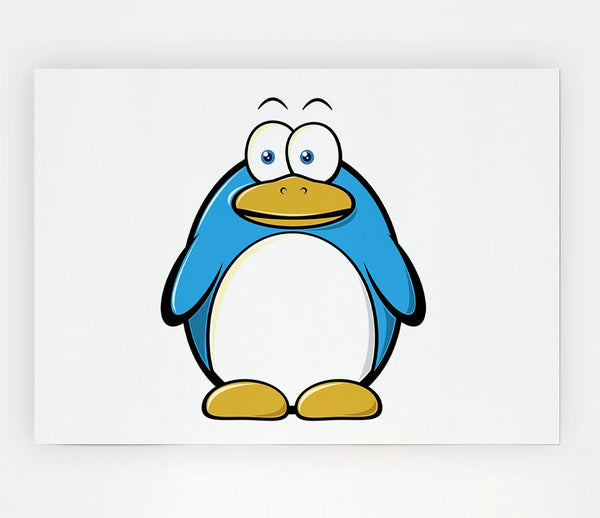 Funny Penquin Standing White Print Poster Wall Art