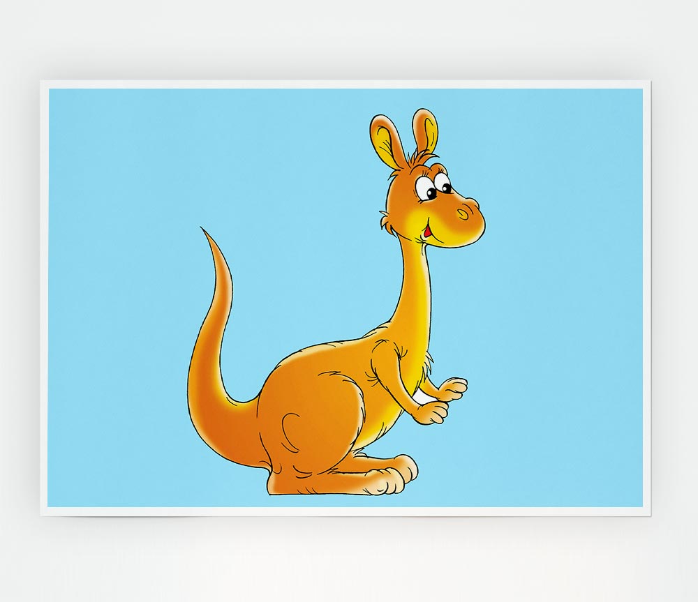 Fuzzy Kangeroo Baby Blue Print Poster Wall Art