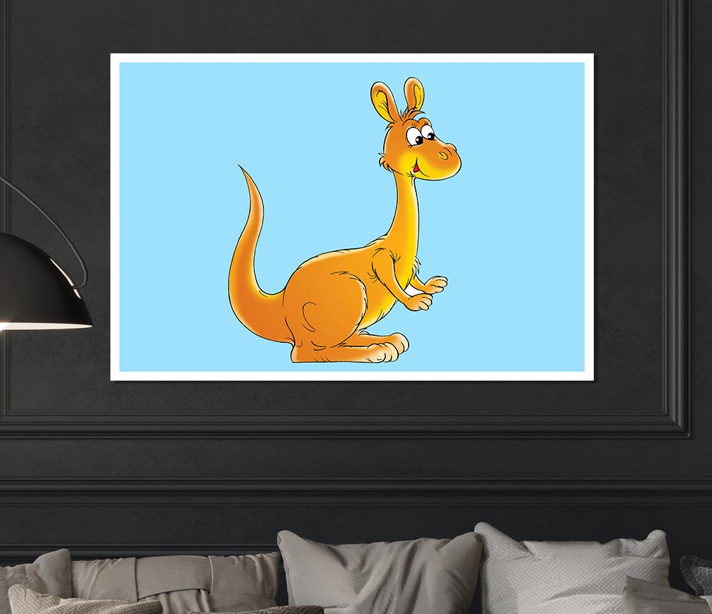 Fuzzy Kangeroo Baby Blue Print Poster Wall Art