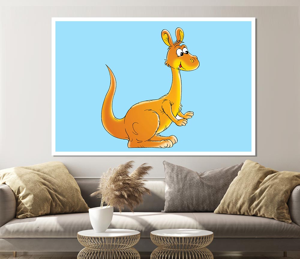 Fuzzy Kangeroo Baby Blue Print Poster Wall Art