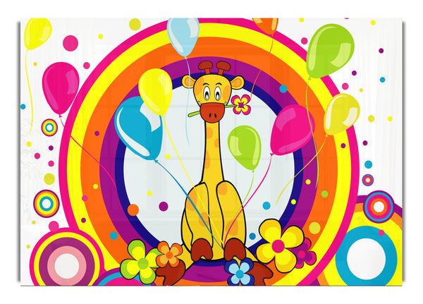 Giraffe Balloon Circles White