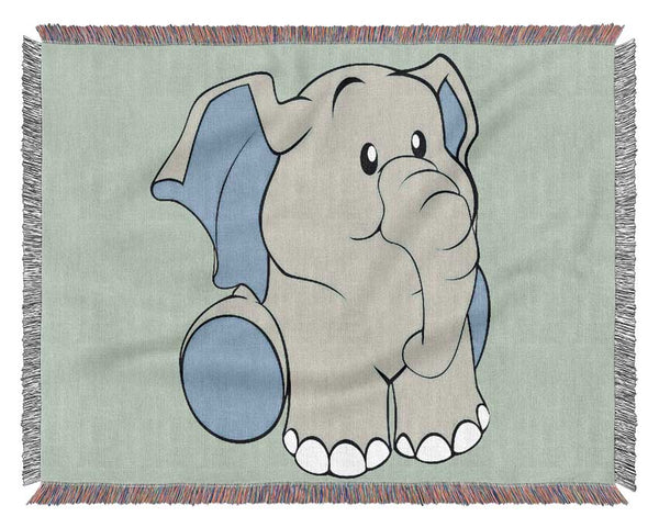 Happy Baby Elephant Baby Blue Woven Blanket