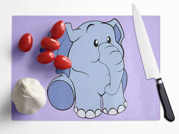 Happy Baby Elephant Lilac Glass Chopping Board