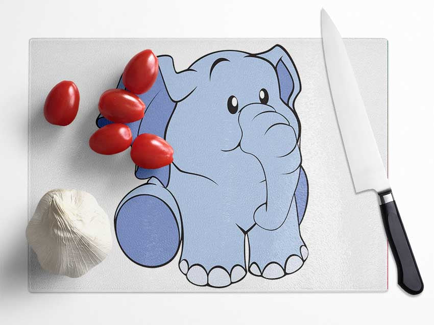 Happy Baby Elephant White Glass Chopping Board