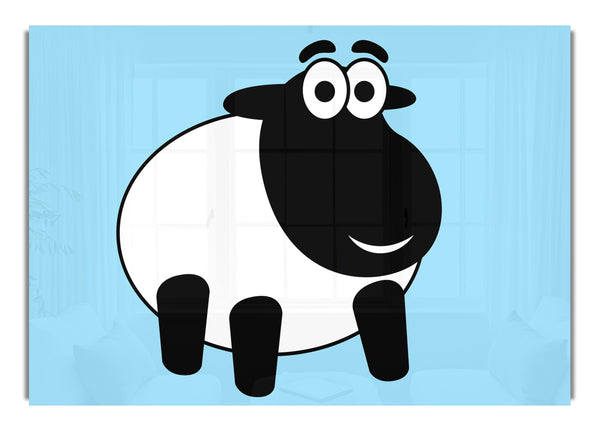 Happy Cartoon Sheep Baby Blue