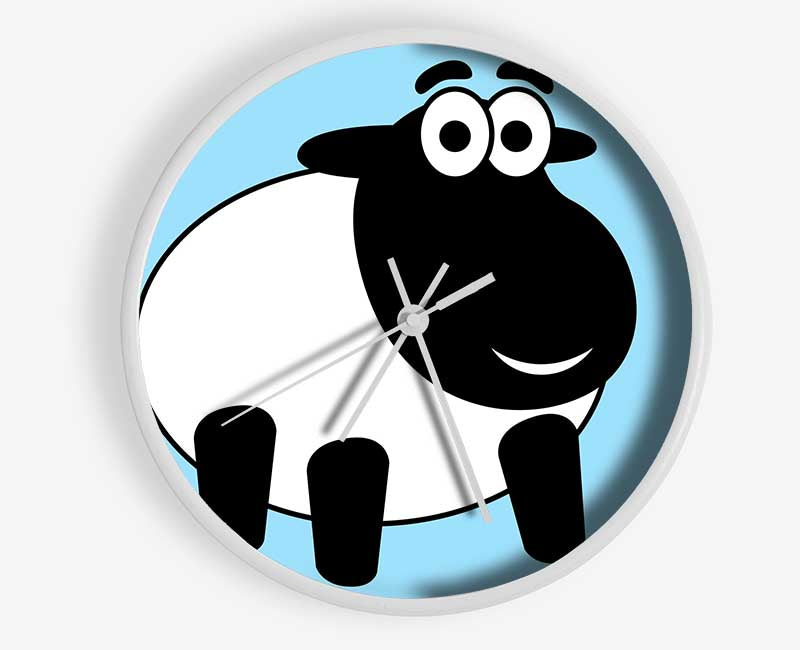 Happy Cartoon Sheep Baby Blue Clock - Wallart-Direct UK