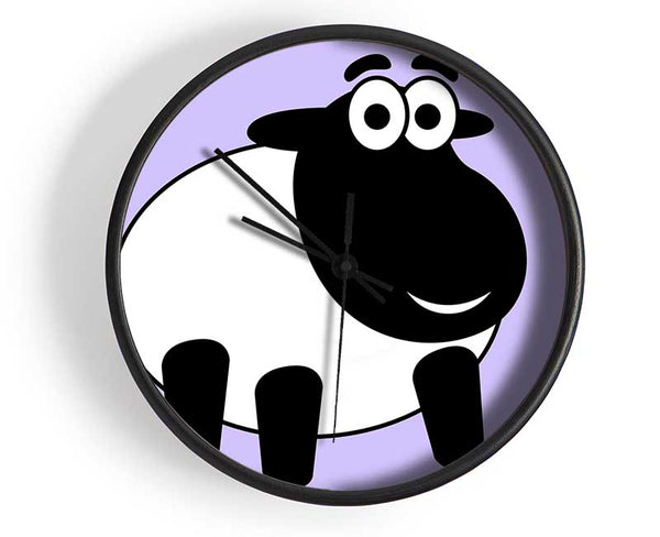 Happy Cartoon Sheep Lilac Clock - Wallart-Direct UK