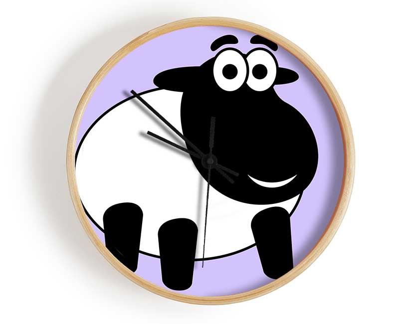 Happy Cartoon Sheep Lilac Clock - Wallart-Direct UK