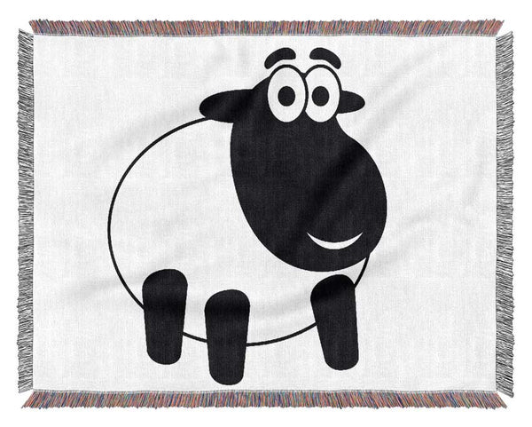 Happy Cartoon Sheep Pink Woven Blanket