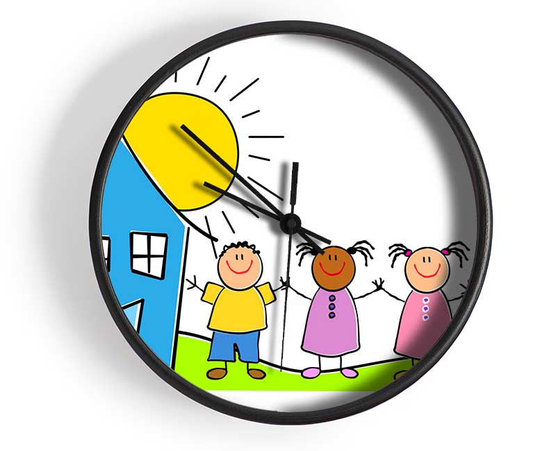 Happy Children In The Sun White Clock - Wallart-Direct UK