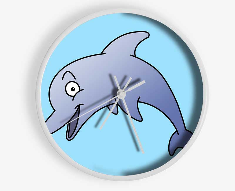 Happy Dolphin Baby Blue Clock - Wallart-Direct UK