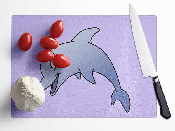 Happy Dolphin Lilac Glass Chopping Board