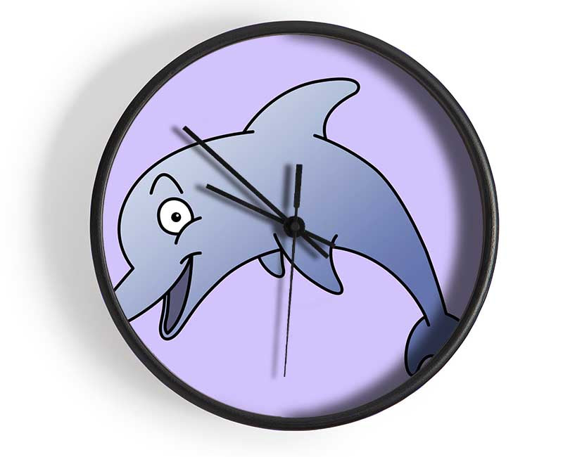 Happy Dolphin Lilac Clock - Wallart-Direct UK