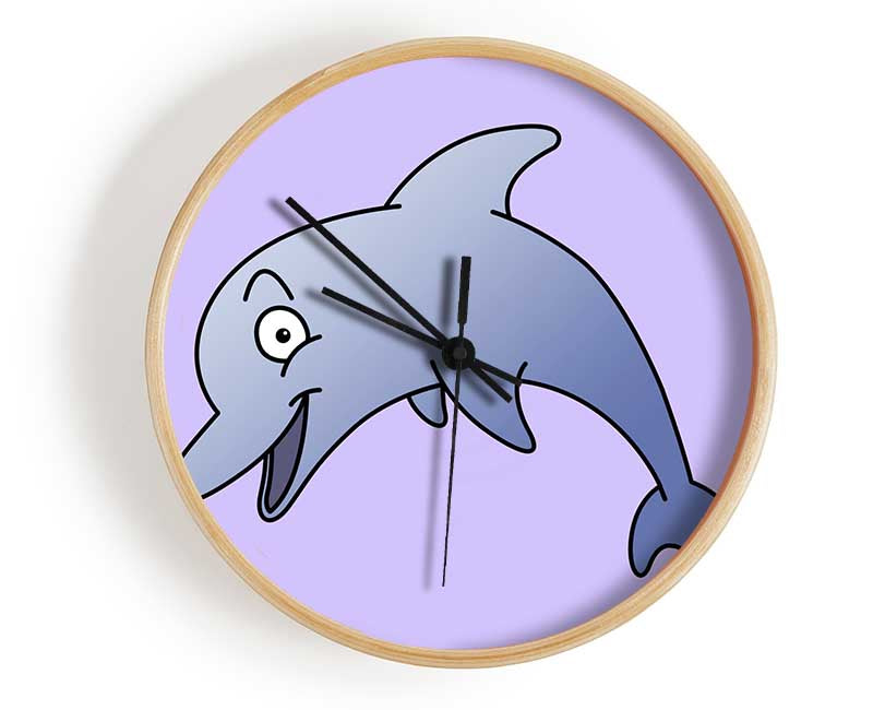 Happy Dolphin Lilac Clock - Wallart-Direct UK