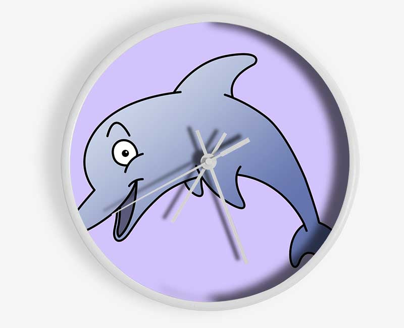 Happy Dolphin Lilac Clock - Wallart-Direct UK