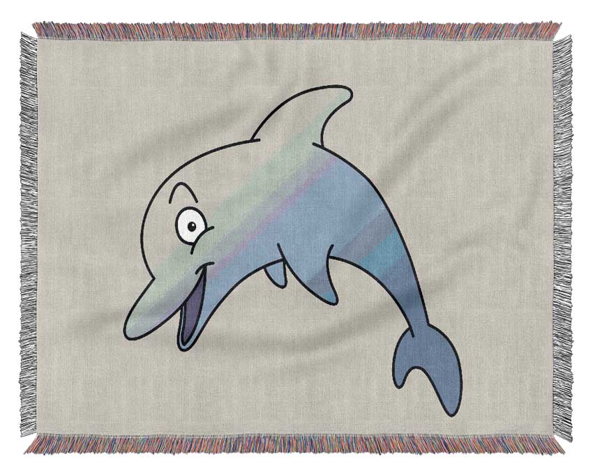 Happy Dolphin Lilac Woven Blanket