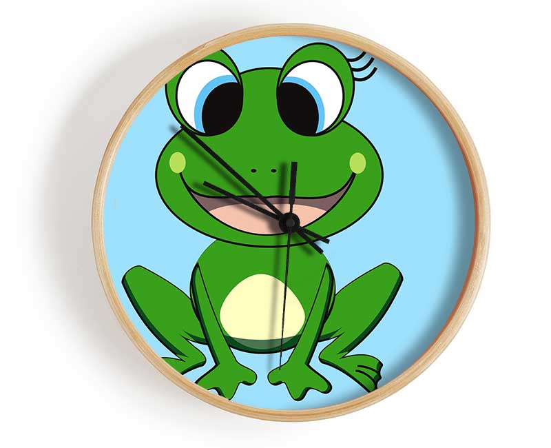 Happy Frog Ready To Leap Baby Blue Clock - Wallart-Direct UK