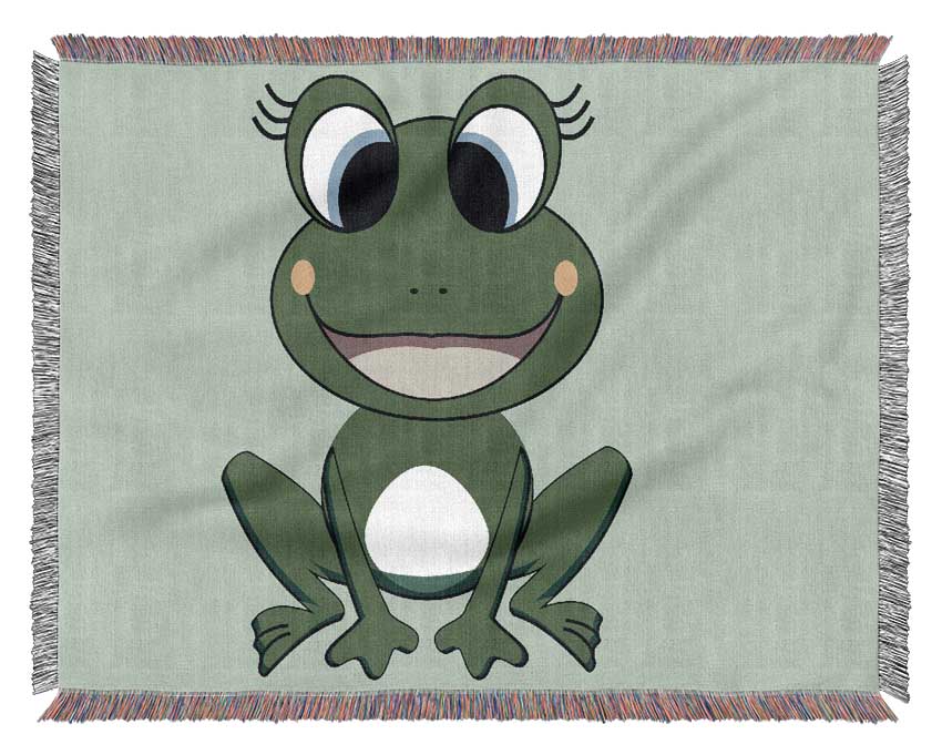 Happy Frog Ready To Leap Baby Blue Woven Blanket