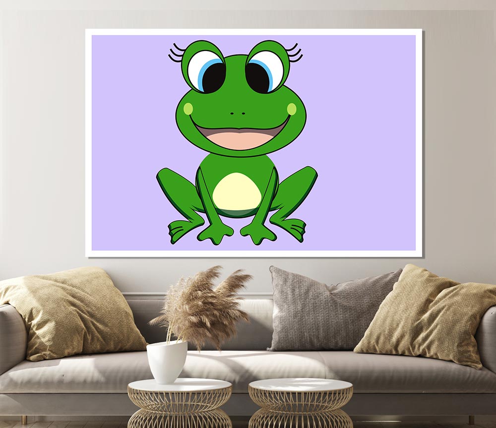 Happy Frog Ready To Leap Lilac Print Poster Wall Art