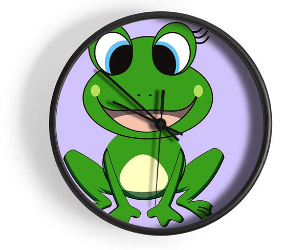 Happy Frog Ready To Leap Lilac Clock - Wallart-Direct UK