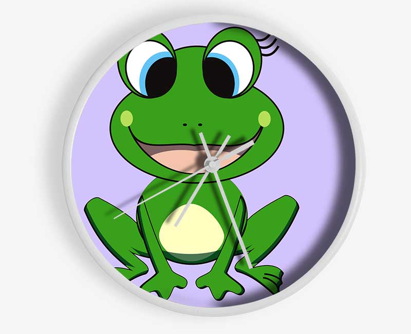 Happy Frog Ready To Leap Lilac Clock - Wallart-Direct UK