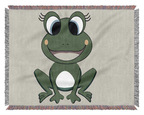 Happy Frog Ready To Leap Lilac Woven Blanket