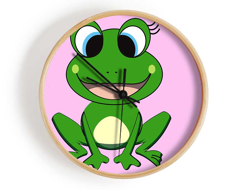 Happy Frog Ready To Leap Pink Clock - Wallart-Direct UK