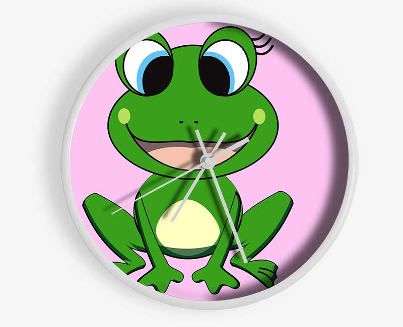 Happy Frog Ready To Leap Pink Clock - Wallart-Direct UK