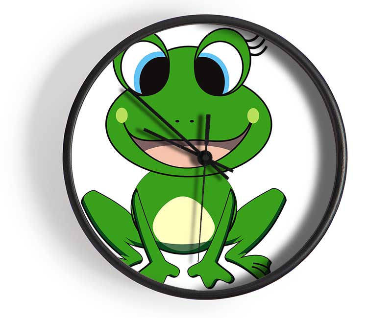 Happy Frog Ready To Leap White Clock - Wallart-Direct UK