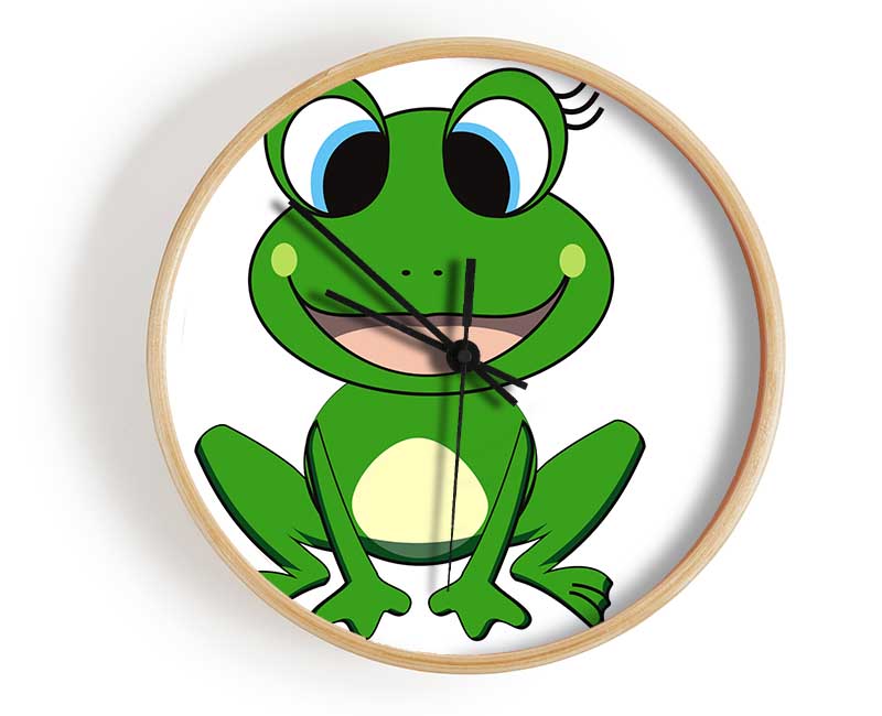 Happy Frog Ready To Leap White Clock - Wallart-Direct UK