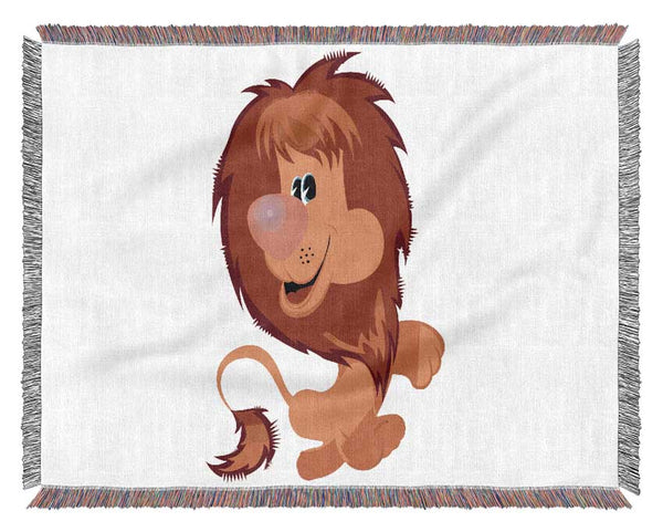 Happy Lion Pink Woven Blanket