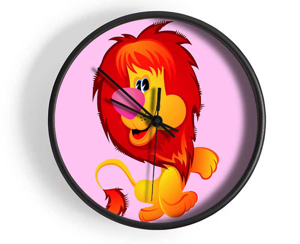 Happy Lion Pink Clock - Wallart-Direct UK