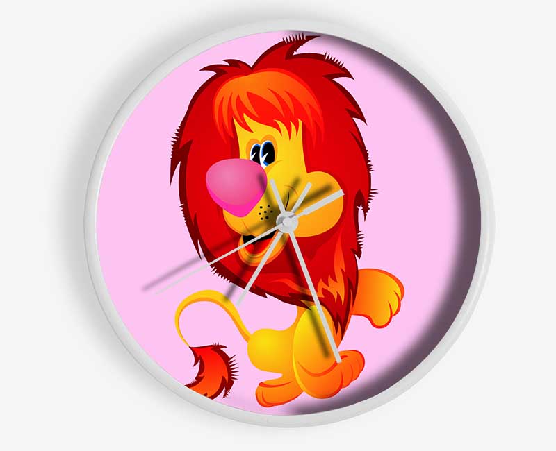 Happy Lion Pink Clock - Wallart-Direct UK