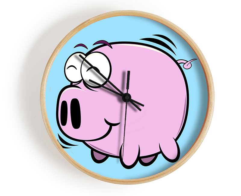 Happy Pig Smiling Baby Blue Clock - Wallart-Direct UK