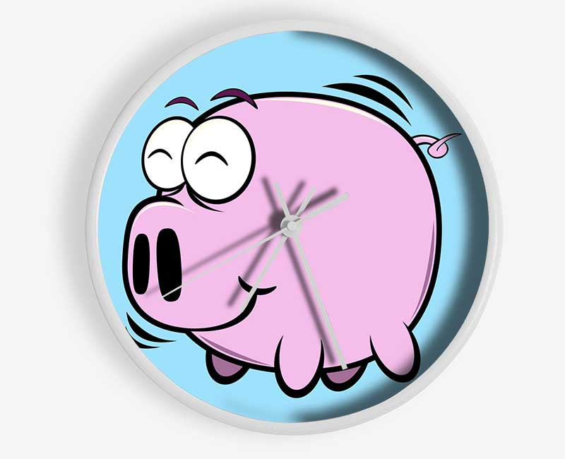 Happy Pig Smiling Baby Blue Clock - Wallart-Direct UK