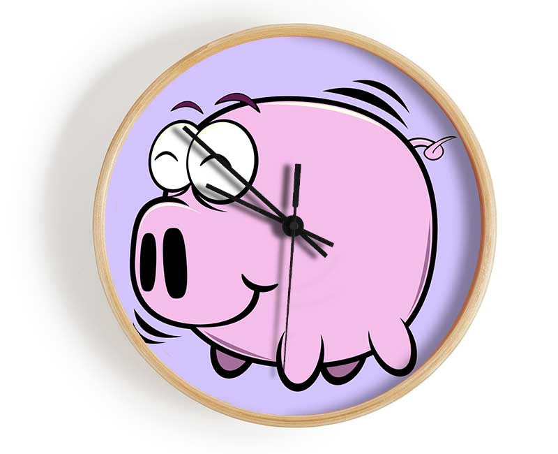 Happy Pig Smiling Lilac Clock - Wallart-Direct UK