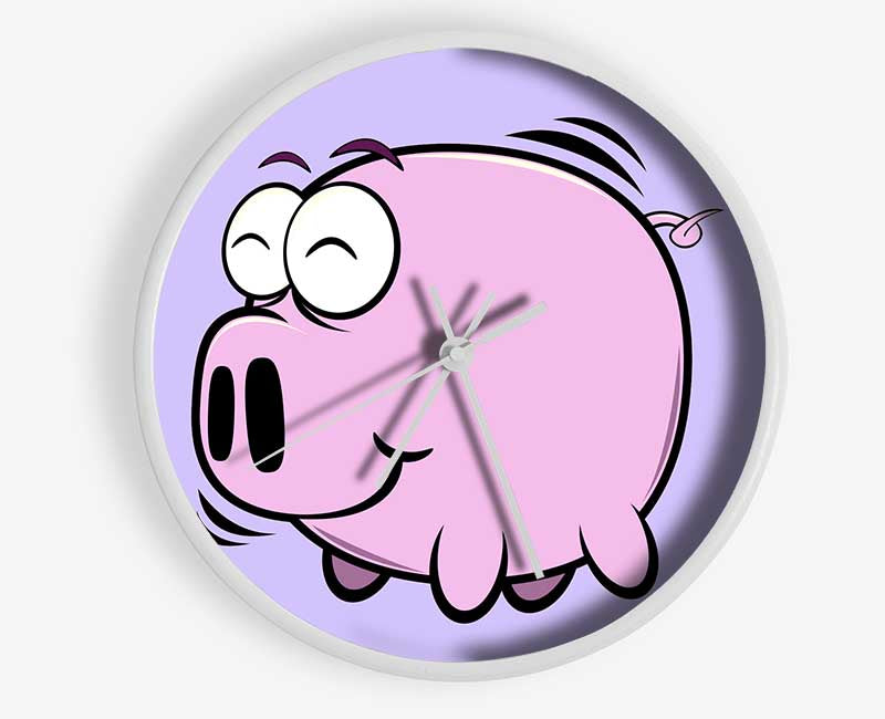 Happy Pig Smiling Lilac Clock - Wallart-Direct UK