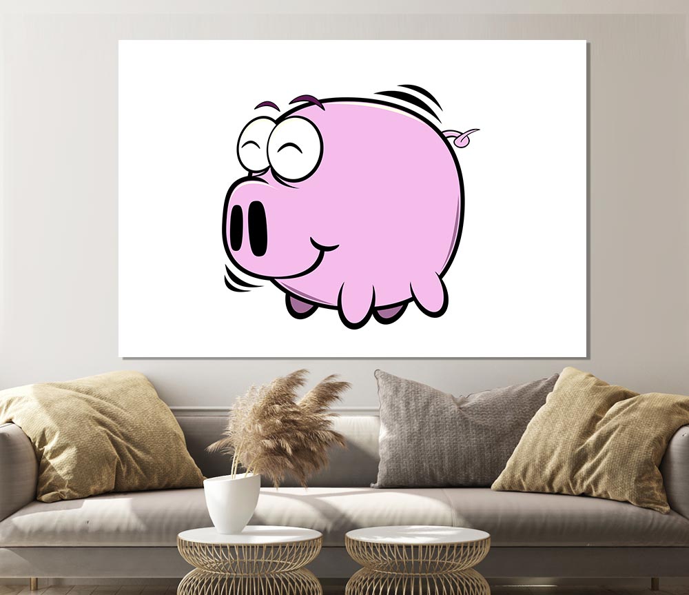 Happy Pig Smiling White Print Poster Wall Art