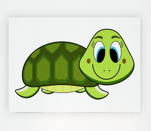 Happy Turtle White Print Poster Wall Art