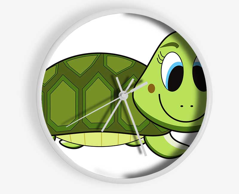 Happy Turtle White Clock - Wallart-Direct UK