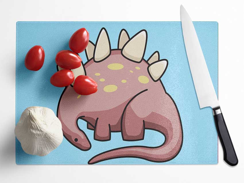 Herbivore Dinosaur Baby Blue Glass Chopping Board