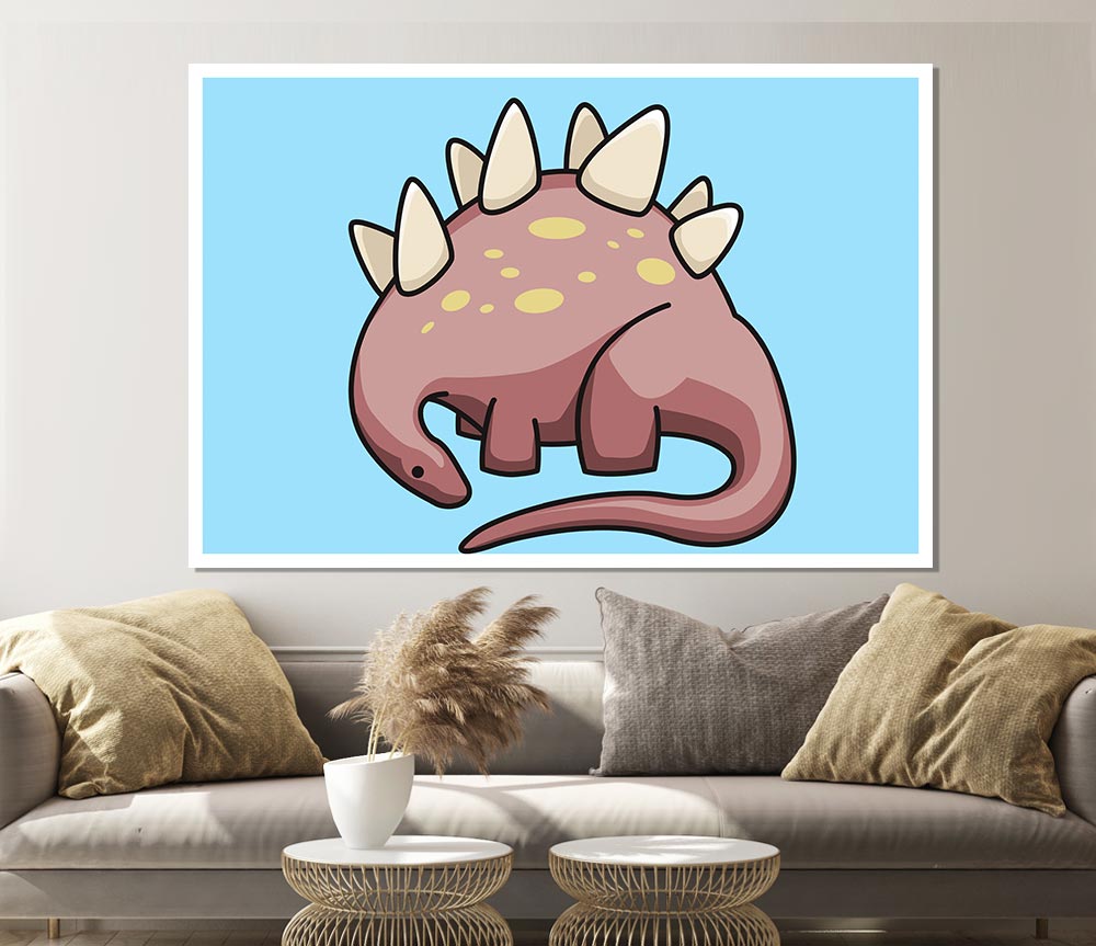 Herbivore Dinosaur Baby Blue Print Poster Wall Art